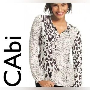 Cabi #590 Skin Animal Print Faux Wrap Blouse